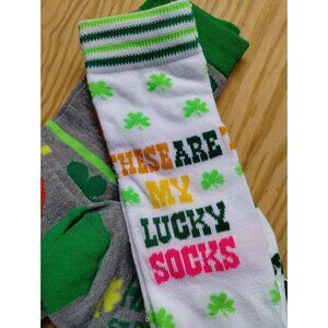 Saint Patricks Day Socks Shamrock & Lucky Horseshoe 3 Pack Collection